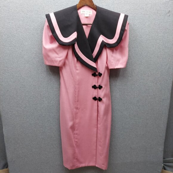 Vintage Ann Tobias Pink & Black Dress Size 8 - Picture 1 of 3